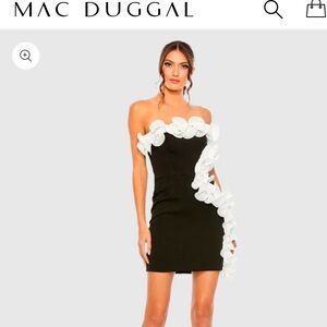 Mac Duggal Size 12 Crepe Black Mini with Statement Ruffle!